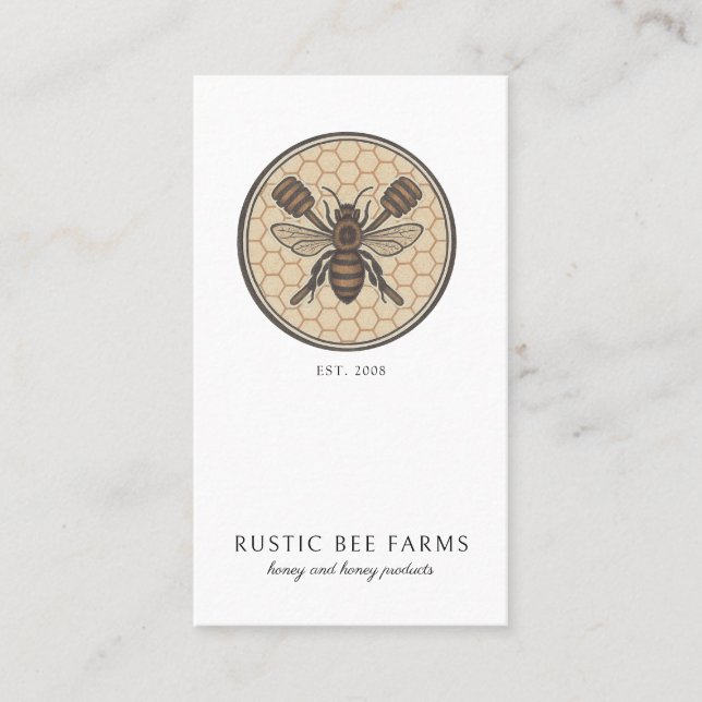 Tarjeta De Visita Abeja de Miel Rústica Apicultor Apiario (Anverso)