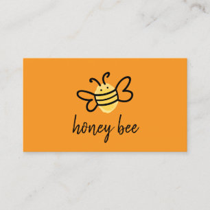 Tarjeta De Visita Abeja de Miel Simple Naranja