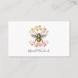 Tarjeta De Visita Abeja De Miel Y Laurel De Rosas
