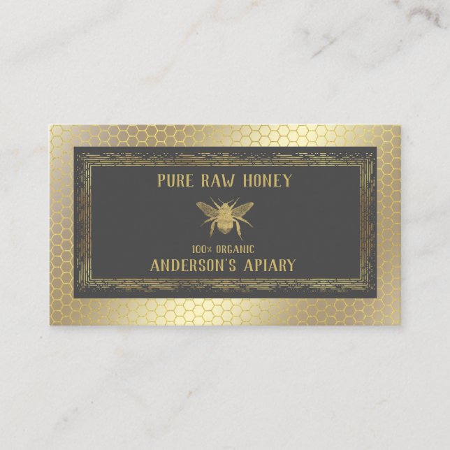 Tarjeta De Visita Abeja de oro de lujo miel/colmenar/granja de abeja (Anverso)