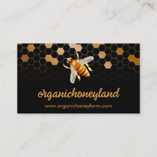 Tarjeta De Visita Abeja de oro negro en colmena de abeja