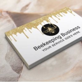 Tarjeta De Visita Abeja Fresca Miel Apiaria Oro Perforación