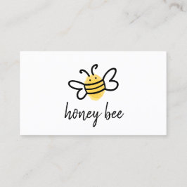 Tarjeta De Visita Abeja Melífera Simple Blanca