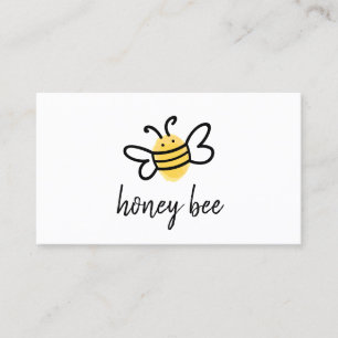 Tarjeta De Visita Abeja Melífera Simple Blanca