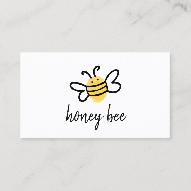 Tarjeta De Visita Abeja Melífera Simple Blanca (Anverso)
