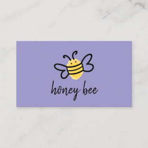 Tarjeta De Visita Abeja Melífera Simple Púrpura