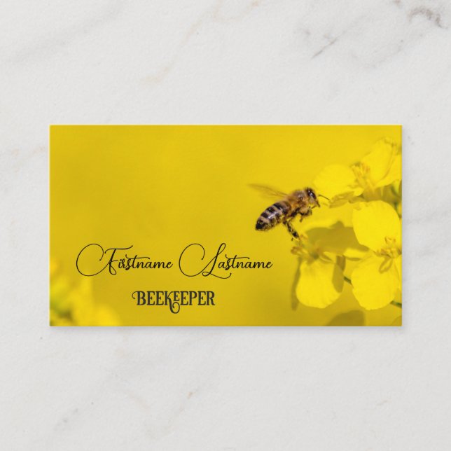 Tarjeta De Visita Abeja miel Apiarista Abeja amarillo (Anverso)