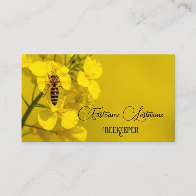 Tarjeta De Visita Abeja miel Apiarista Abeja amarillo (Anverso)