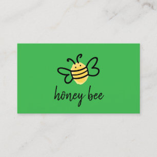Tarjeta De Visita Abeja Mielera Simple Verde