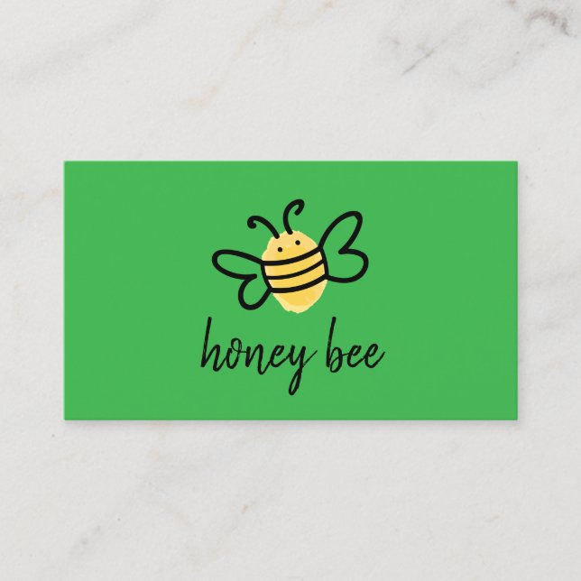 Tarjeta De Visita Abeja Mielera Simple Verde (Anverso)