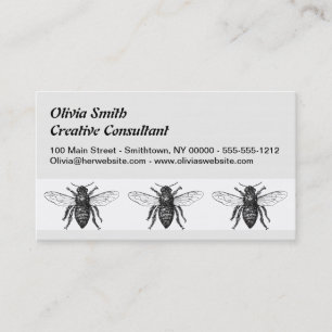Tarjeta De Visita Abeja Obrera Miel Abejorro Negro
