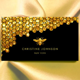 Tarjeta De Visita abeja purpurina de honeycomb faux