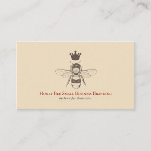 Tarjeta De Visita Abeja Reina Corona Panal Beige