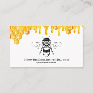 Tarjeta De Visita Abeja reina goteando panal beige
