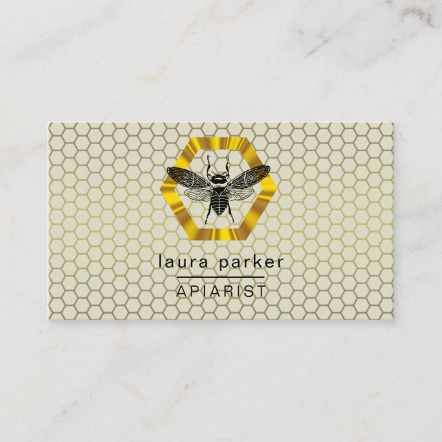 Tarjeta De Visita Abeja Vendedor de miel Apiarista Lime Amarillo Hex (Anverso)