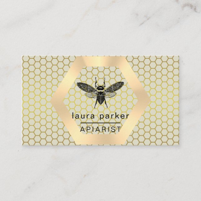 Tarjeta De Visita Abeja Vendedor de miel Apiarista Lime Amarillo Hex (Anverso)