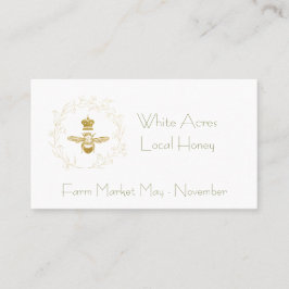 Tarjeta De Visita Abeja y corona minimalista de Purpurina de oro