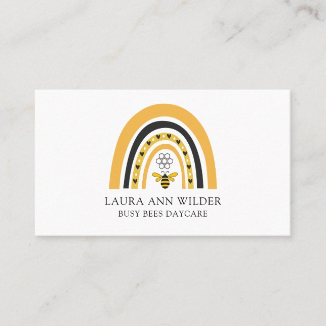 Tarjeta De Visita Abejas con arcoiris ocupadas Abejas Guarderías inf (Anverso)