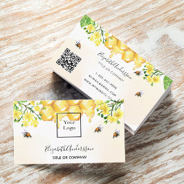 Tarjeta De Visita Abejas de burbuja miel floral amarillo logotipo de