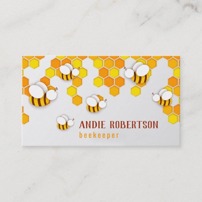 Tarjeta De Visita Abejas de papel y apicultores de Honeycomb contemp (Anverso)