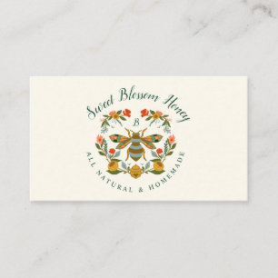 Tarjeta De Visita Abejas y flores florecientes Abeja de miel elegant