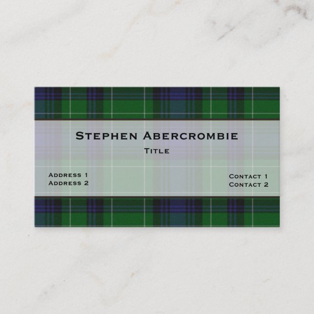Tarjeta De Visita Abercrombie Tartan Plaid Personalizado (Anverso)