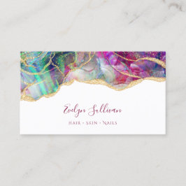 Tarjeta de visita abierta Aqua y fuchsia