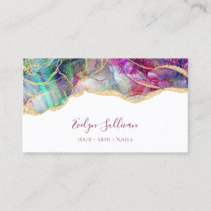 Tarjeta de visita abierta Aqua y fuchsia