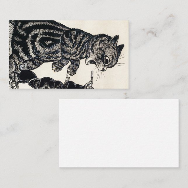 Tarjeta De Visita Abierta de forma amplia por Louis Wain (Anverso / Reverso)
