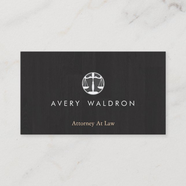 Tarjeta De Visita Abogada En La Ley Moderna Negra (Anverso)