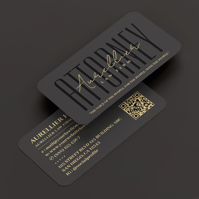 Tarjeta De Visita Abogada profesional moderna, firma negra (Modern Professional Attorney Law Firm Black Business Card
)
