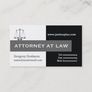 Tarjeta De Visita Abogado a escala de justicia gris, negro
