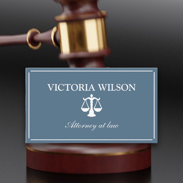 Tarjeta De Visita Abogado, abogado, código QR gris azul (Attorney business card with qr code )