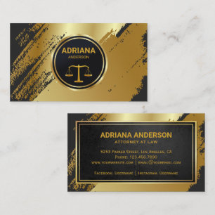 Tarjeta De Visita Abogado Abogado profesional de escala negra y dora