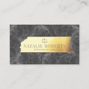 Tarjeta De Visita Abogado abogado Sello de Oro Elegante Floral Gris