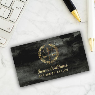 Tarjeta De Visita Abogado acuarela negro y oro