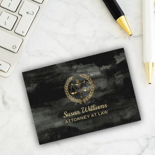 Tarjeta De Visita Abogado acuarela negro y oro