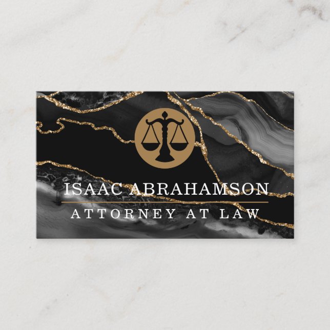 Tarjeta De Visita Abogado Agate Negro  (Anverso)