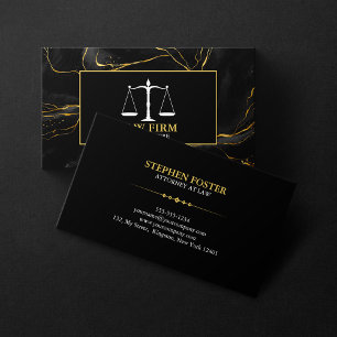 Tarjeta De Visita Abogado Atacante de Ley de Oro Negro de Lujo