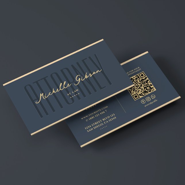 Tarjeta De Visita Abogado Charcoal Blue Faux Gold Elegant (Attorney at Law Charcoal Faux Gold Elegant Business Card
)