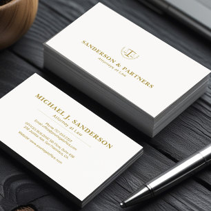 Tarjeta De Visita Abogado clásico lujo oro blanco bufete de abogados