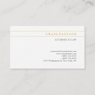 Tarjeta De Visita Abogado Consultor de Oro y Blanco Profesión Jurídi
