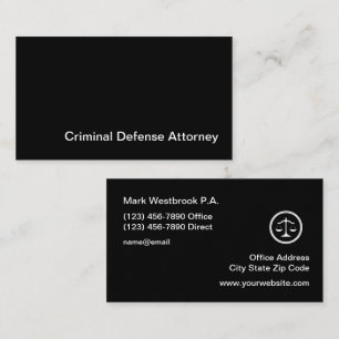 Tarjeta De Visita Abogado de Defensa Penal Minimalista