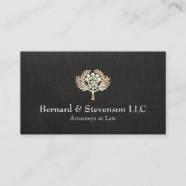 Tarjeta De Visita Abogado de Derecho Faux Gold Leaf y Black Linen