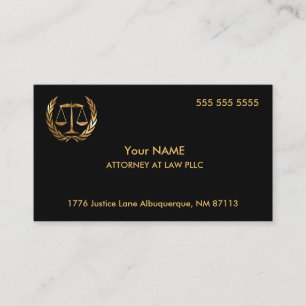 Tarjeta De Visita Abogado de Derecho Negro y Oro