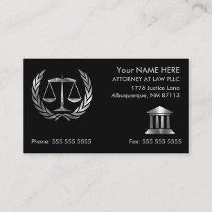 Tarjeta De Visita Abogado de Derecho Negro y Plata