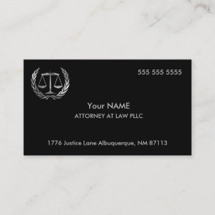 Tarjeta De Visita Abogado de Derecho Negro y Plata