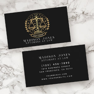 Tarjeta De Visita Abogado de Derecho Negros Abogados de Negocios