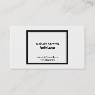 Tarjeta De Visita Abogado de Familia Minimalista en Blanco y Negro
