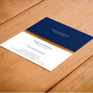 Tarjeta De Visita Abogado de Inmigración Azul y Blanco Reversible